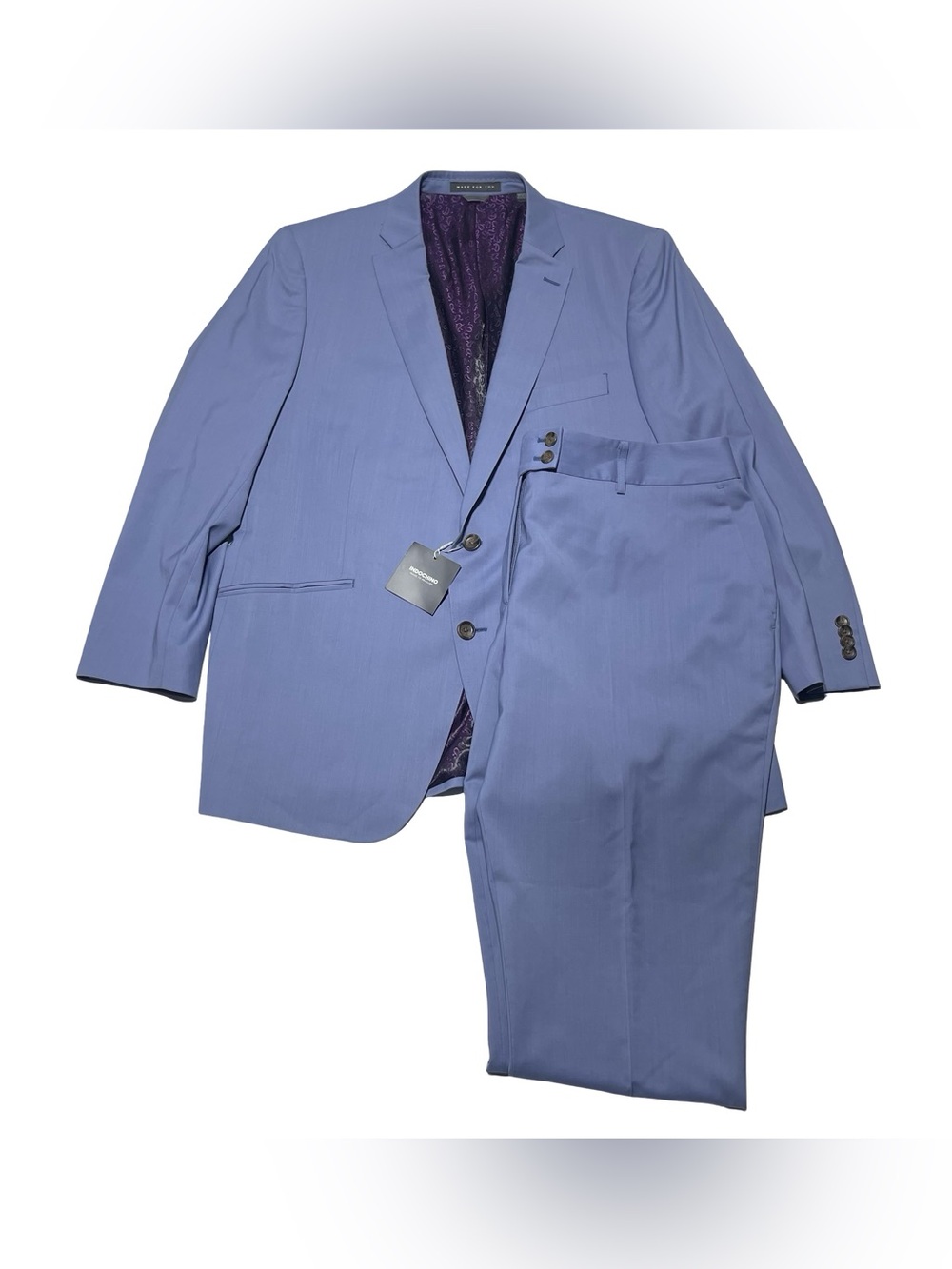 Indochino Newbury Mens 44 Light Blue Wool 2 Piece Blazer Suit And Pant 38x32